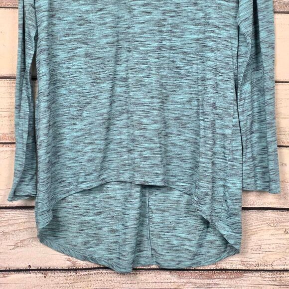 Vanity XL Teal Space Dye V Neck Long Sleeve Tunic - Picture 3 of 8